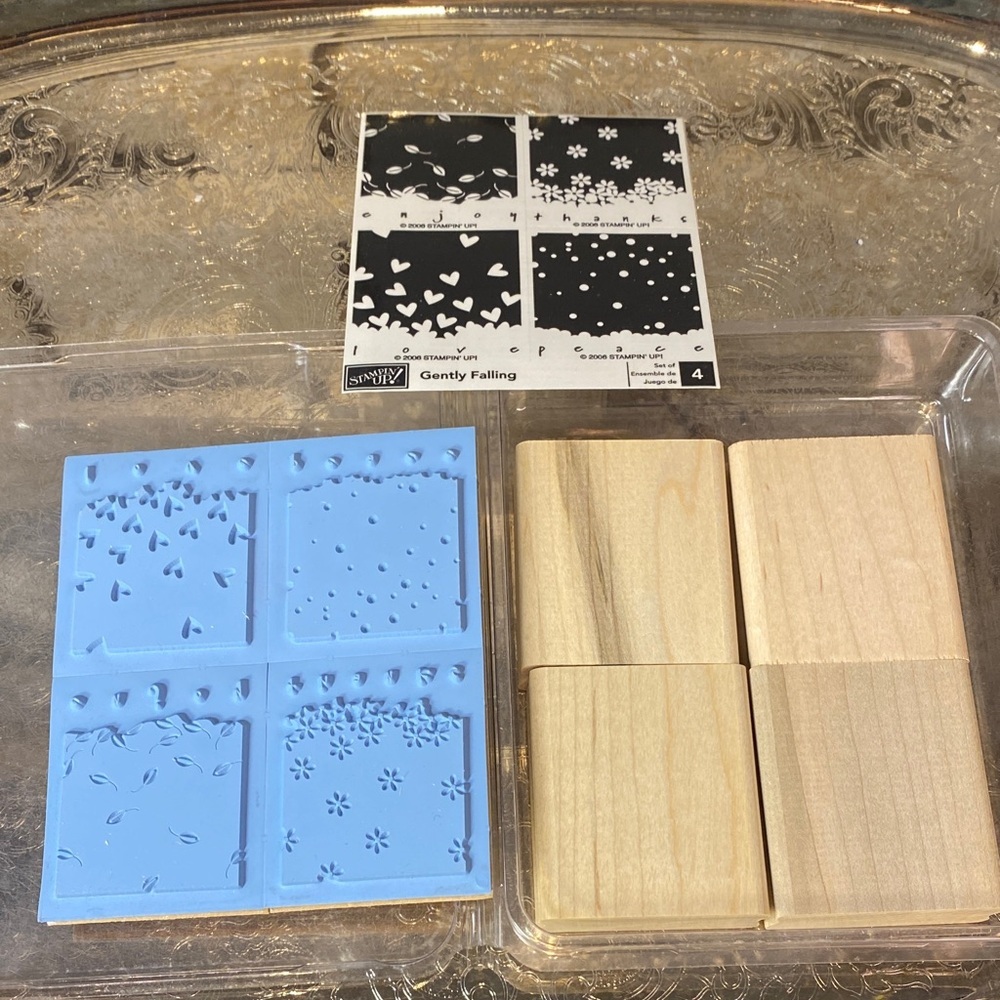 Stampin' Up! Blue and Natural Wood Rubber Stamp Set
